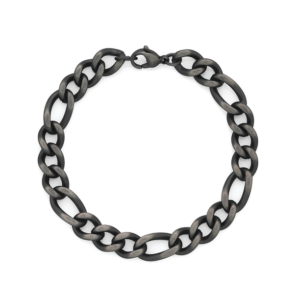 Steel Oxidised 21cm  3+1 Figaro Bracelet