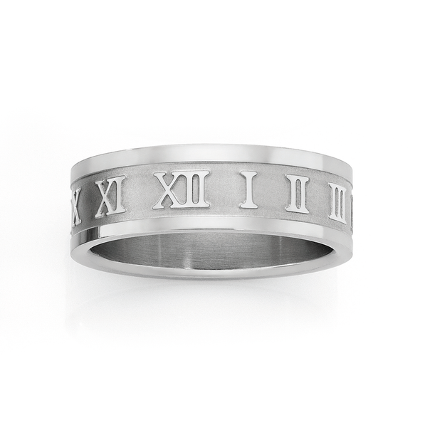 Steel Roman Numeral Guys Ring