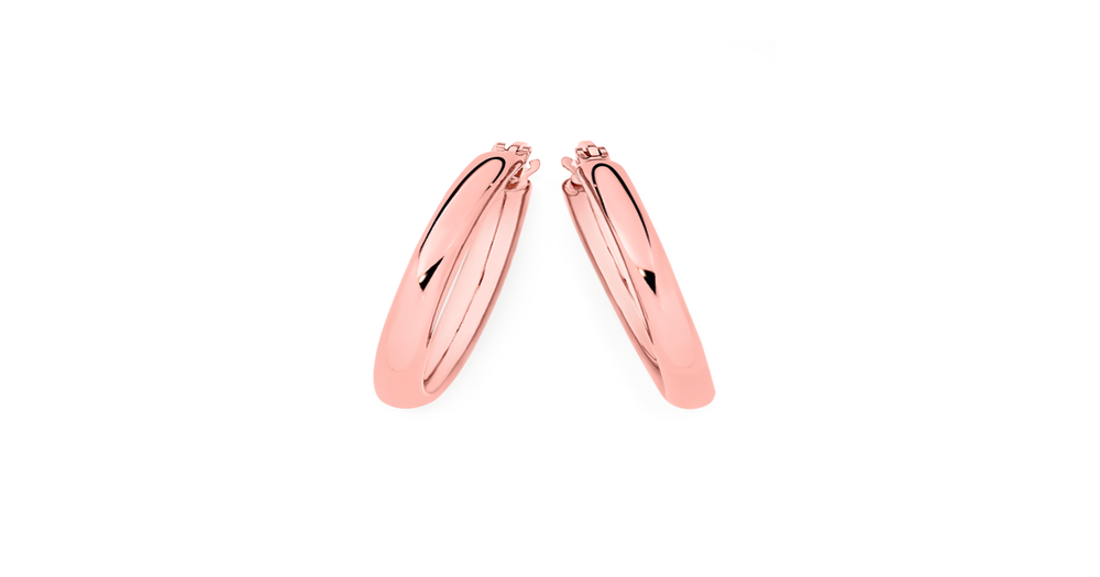 Steel & Rose Plate 25mm Hoop Earrings Goldmark (AU)