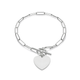 Sterling Silver 19cm Long Link Heart FOB Bracelet