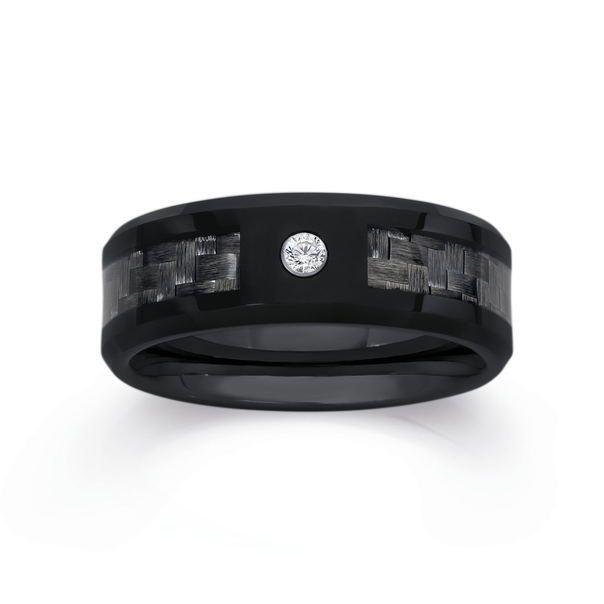 TUNGSTEN CARBIDE BLACK WITH CUBIC ZIRCONIA RING