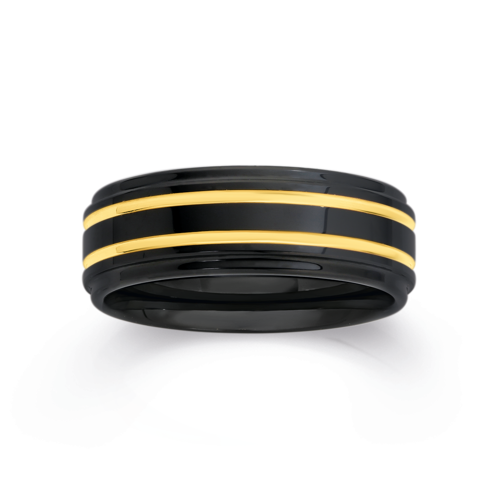 MeditationRings Shanti 14K Yellow Gold Enamel Band Ring | The Pen Centre