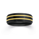 TUNGSTEN CARBIDE BLACK & YELLOW GOLD PLATE LINES RING