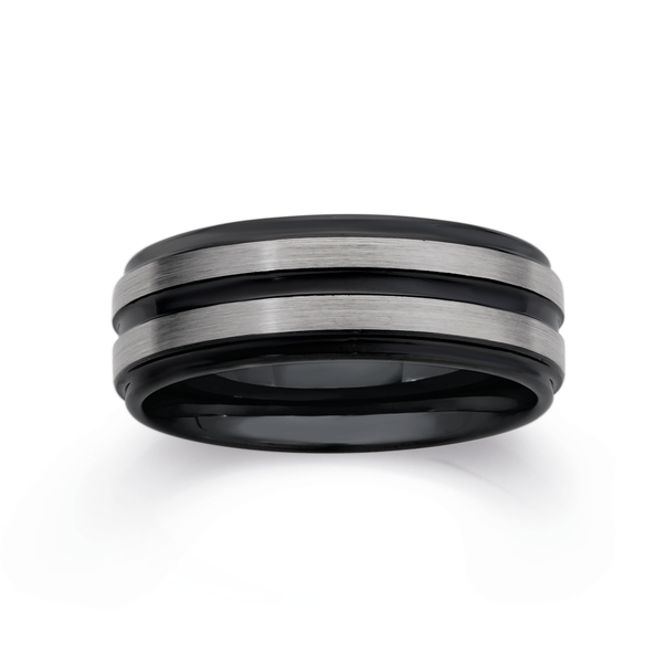 Tungsten Carbide & Two Stripes Ring
